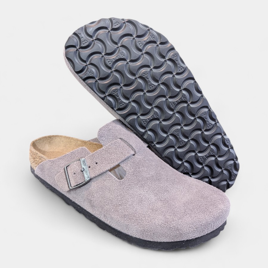 送料無料】BIRKENSTOCK[ビルケンシュトック]/BOSTON[ボストン]/FADED PURPLE[フェイディッド パープル]/1028375  ナロー幅 幅狭 クロッグ カジュアル 紫 靴 レザー 本革 スエード レディース | あかい靴のオンラインストア 【あかい靴 Web Shop】